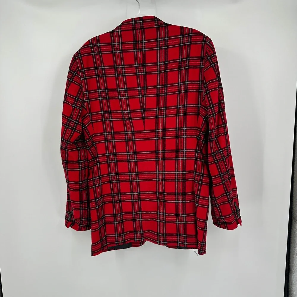 US Polo Assn Mens Preppy Red Black Plaid Corduroy Blazer Size 40L Jacket Bold